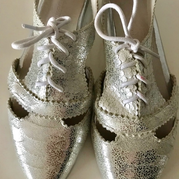 ALEXANDER WANG SILVER METALLIC OXFORDS FLATS 38 - Picture 4 of 11